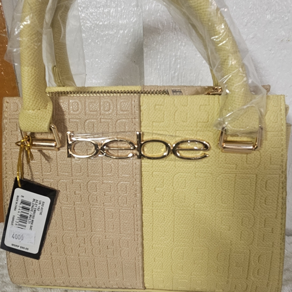 Bebe Beige and Yellow Satchel